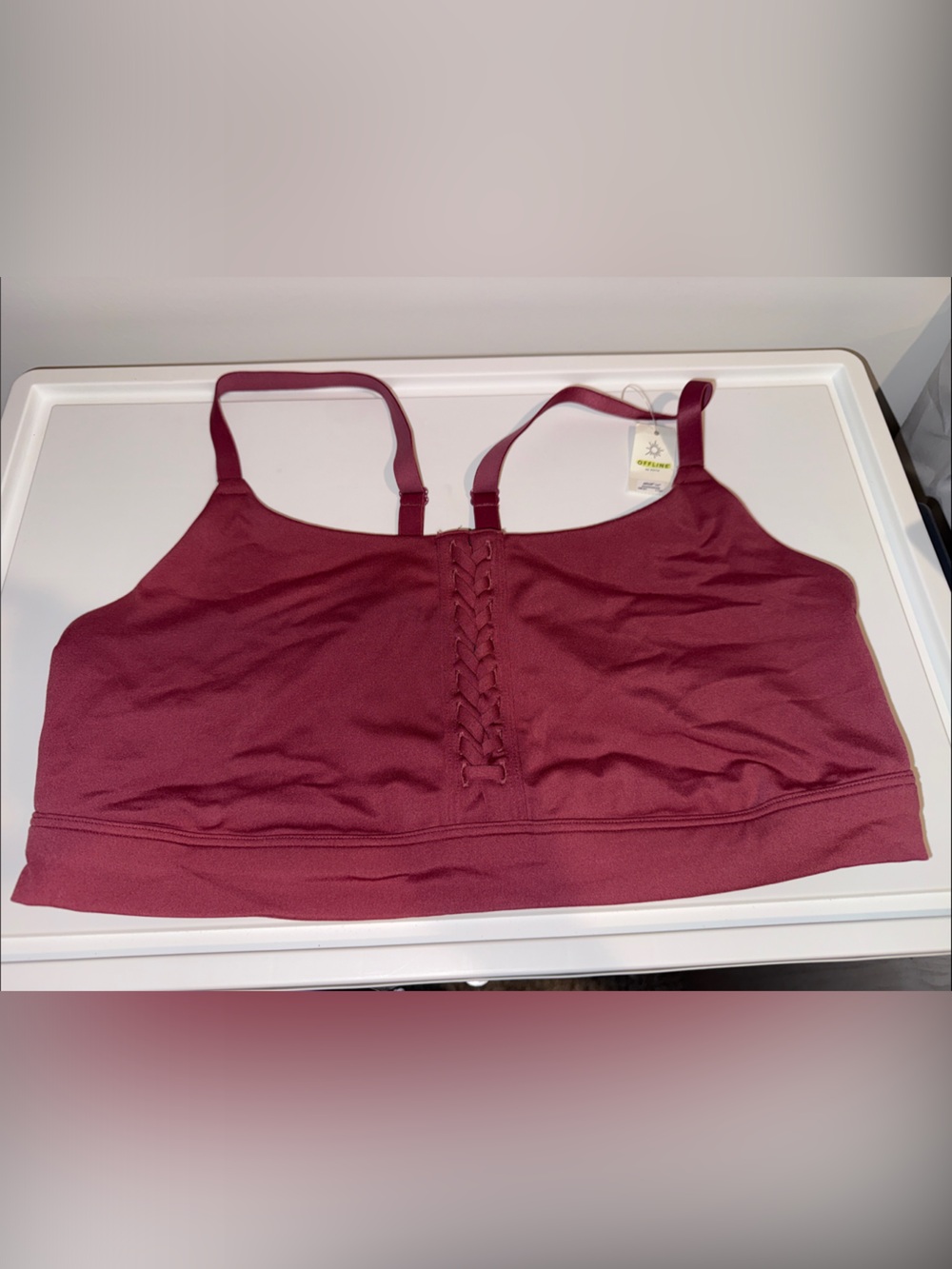 Lace-Up Front Wine Sports Bralette - Light Support
